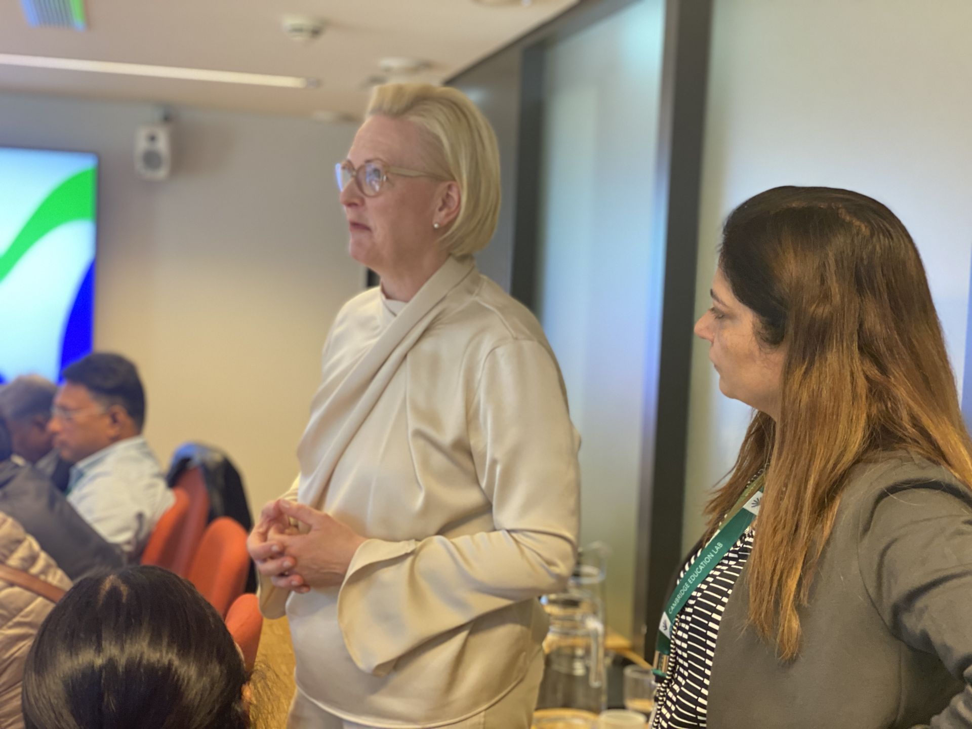 Finnish experts explaining their education system to Indian teacher